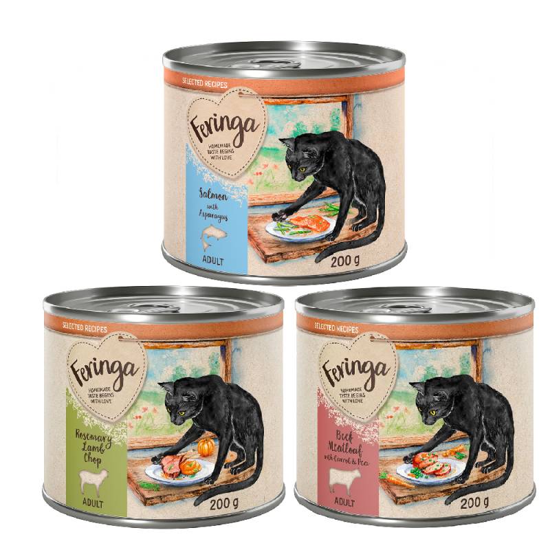 - 20% Feringa Katzenfutter nass 12 x 200 g  - Selected Recipes Mixpacket 12 x 200 g von Feringa