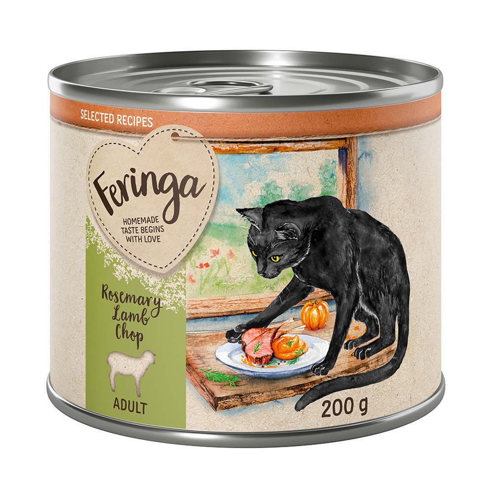 - 20% Feringa Katzenfutter nass 12 x 200 g  - Selected Recipes Rosmarin-Lammkotelett 12 x 200 g von Feringa