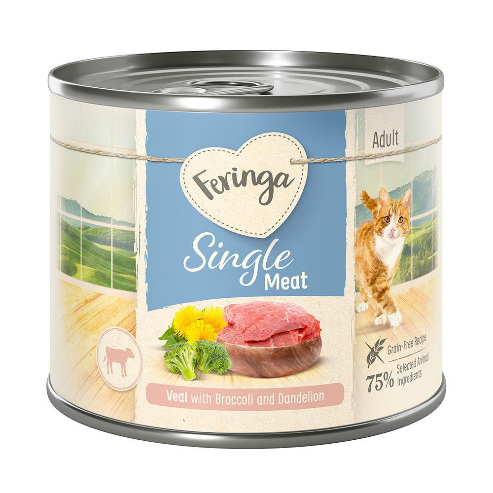 - 20% Feringa Katzenfutter nass 12 x 200 g  - Single Meat Kalb 12 x 200 g von Feringa