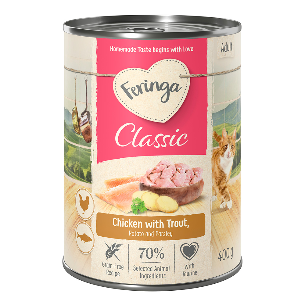 -25% Rabatt! 24 x 400 g Feringa Classic Meat Menü Huhn & Forelle von Feringa