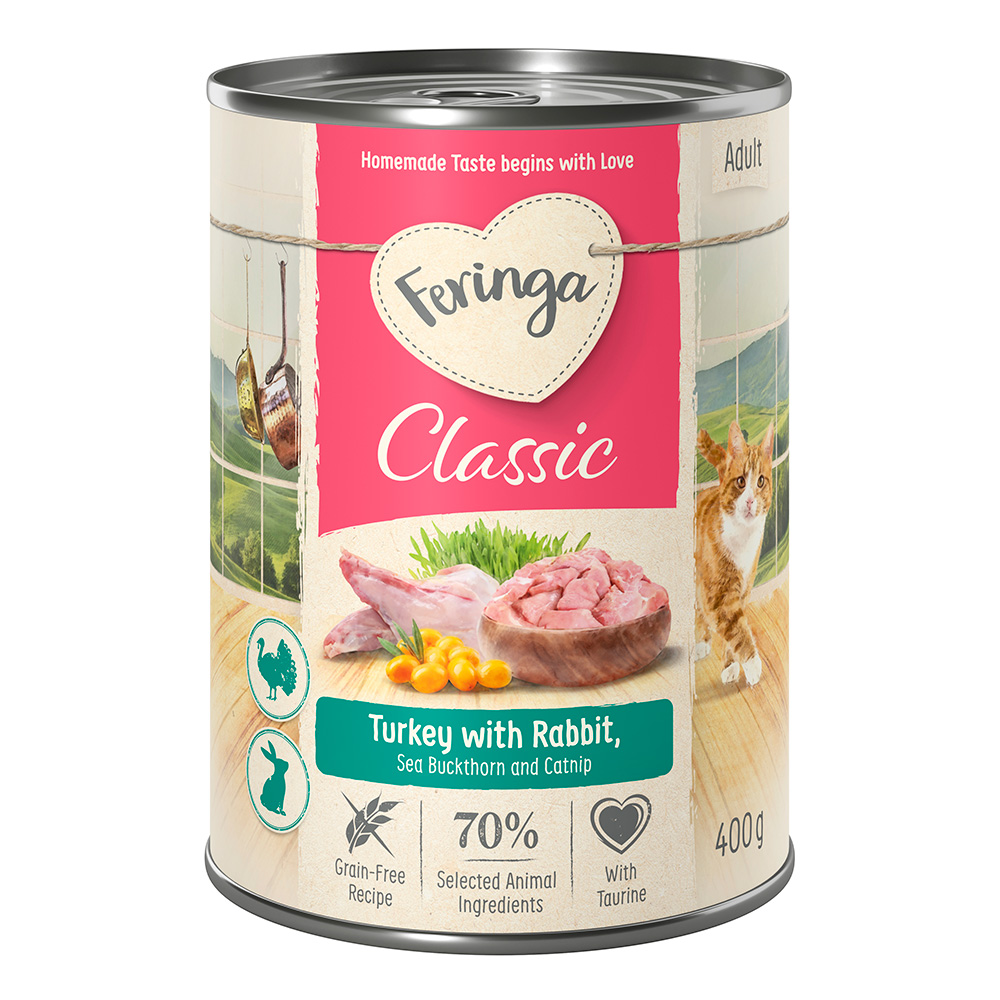 -25% Rabatt! 24 x 400 g Feringa Classic Meat Menü Kaninchen & Truthahn von Feringa