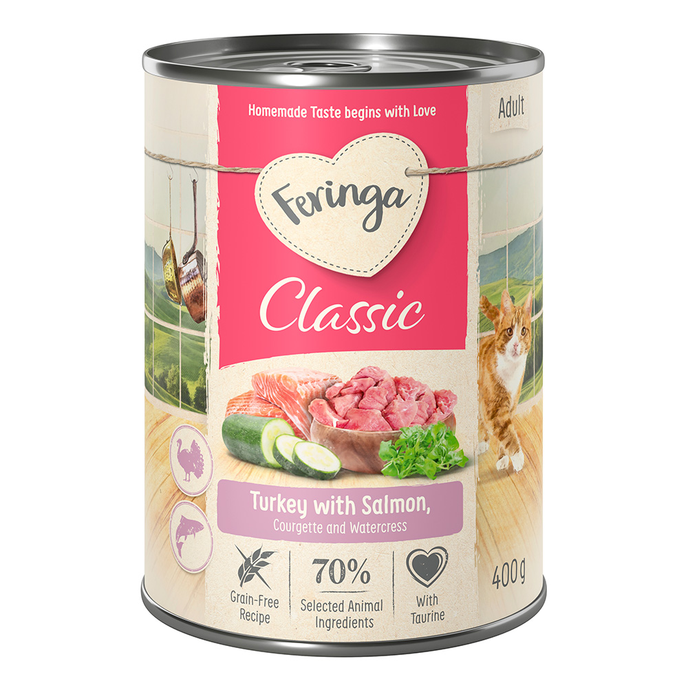 -25% Rabatt! 24 x 400 g Feringa Classic Meat Menü Lachs & Pute von Feringa