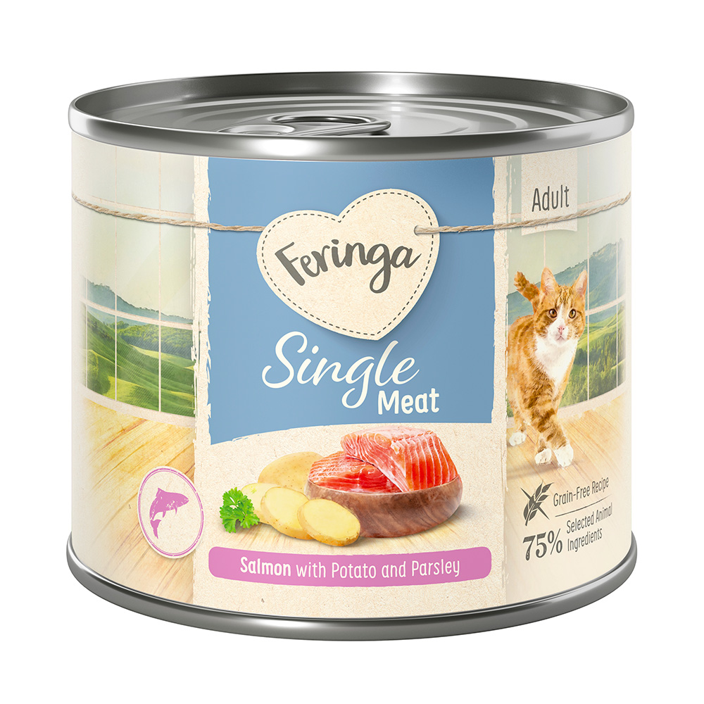 - 30% Feringa Nassfutter 12 x 200 g  - Single Meat Lachs 12 x 200 g von Feringa