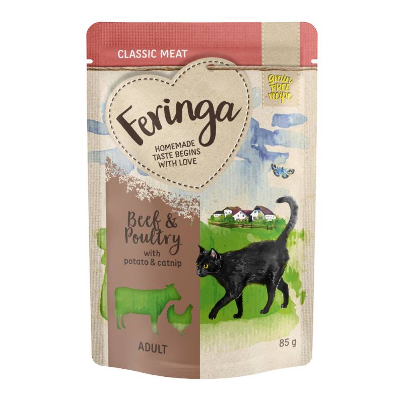 5€ Rabatt! Feringa Classic Meat Menü Pouch 24 x 85 g - Rind & Geflügel mit Kartoffel von Feringa