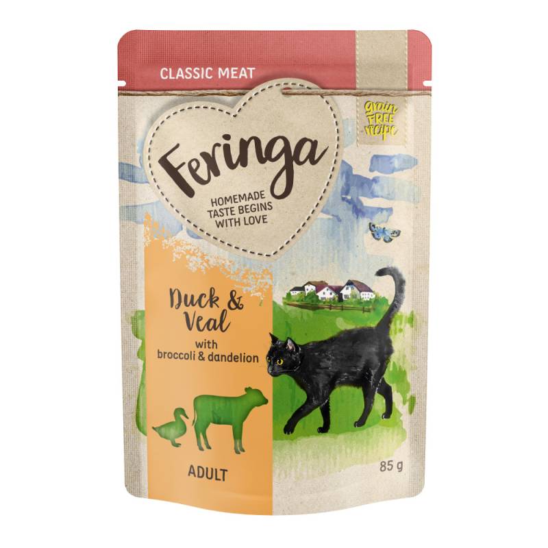 Feringa Classic Meat Menü Pouch 12 x 85 g - Ente & Kalb mit Broccoli von Feringa