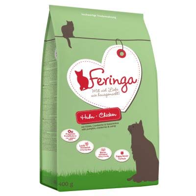 Feringa Senior Getreidefreies Trockenfutter für eine ausgewogene Ernährung, gesunde Haut und glänzendes Fell, ideal für empfindliche Katzen oder Katzen mit diätetetischer Intoleranz Huhn, 2 kg von Feringa