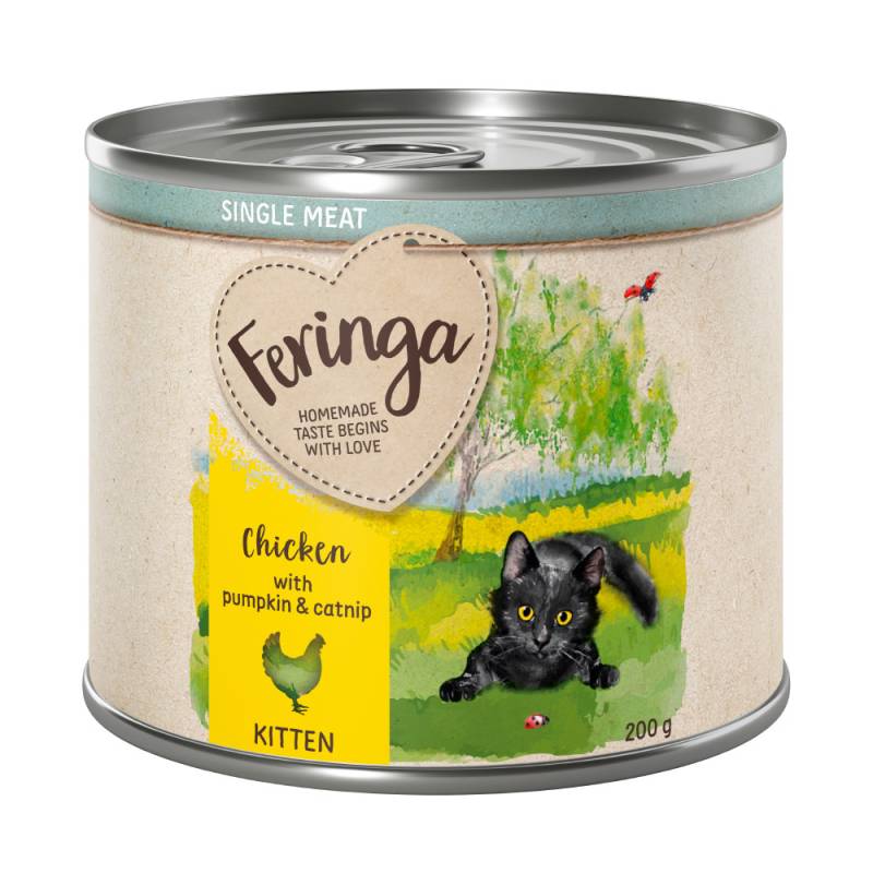 Feringa Single Meat Kitten 12 x 200 g - Huhn mit Kürbis und Katzenminze von Feringa