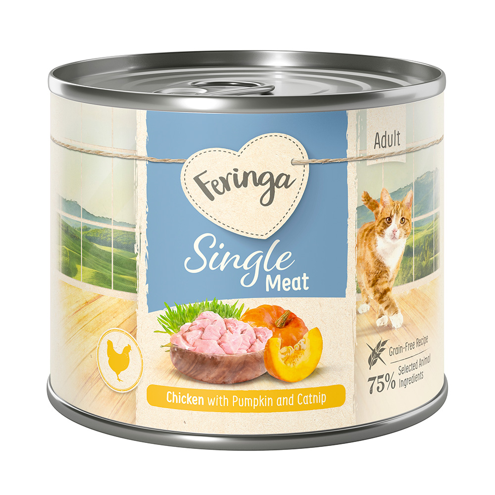 Feringa Single Meat Menü 12 x 200 g - Huhn mit Kürbis & Katzenminze von Feringa