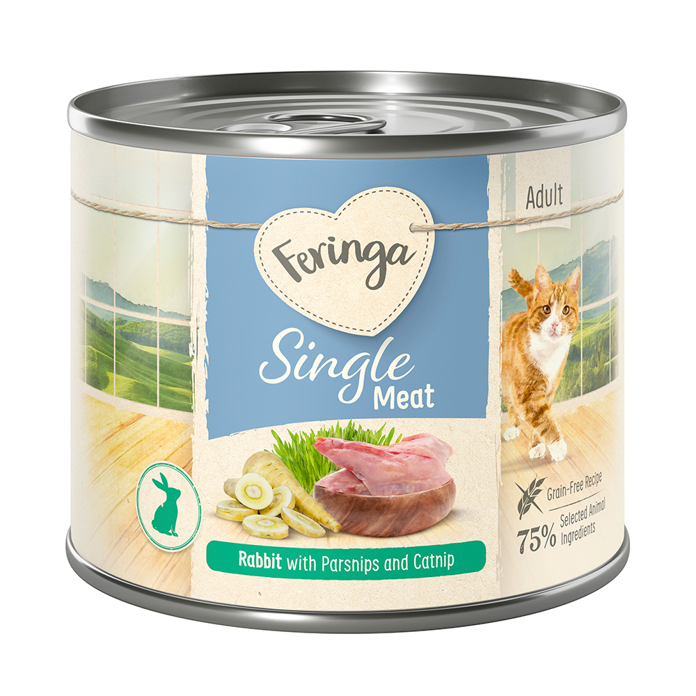 Feringa Single Meat Menü 12 x 200 g - Kaninchen mit Pastinake & Katzenminze von Feringa