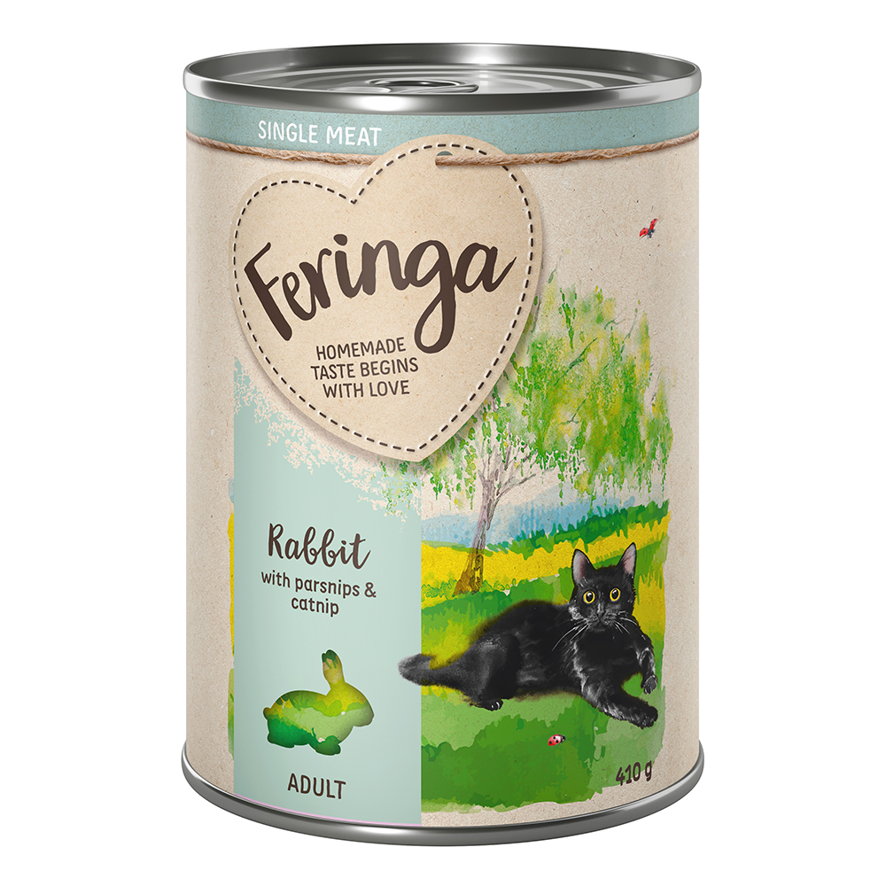 Feringa Single Meat Menü 12 x 410 g - Kaninchen mit Pastinake & Katzenminze von Feringa