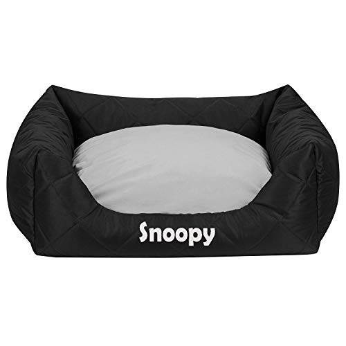 Ferocity Personalisiertes Hundebett mit Namen Bedruckt waschbares Hundesofa mit Rand und Wendekissen, Hundekissen aus Cordura, Grau auf Schwarz 60x55 [123] von Ferocity