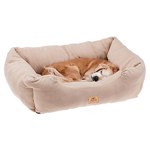 Ferplast Hundekörbchen Hundesofa Katzenbett COCCOLO Microfleece 80 Weiches Microfleece, Waschbar, Beige von Ferplast