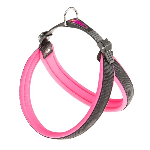 Ferplast Ergonomisches Hundegeschirr AGILA Fluo 3, ausgezeichnete Passform, Kordelzug-Verschluss, weiche Polsterung, A = B 37 ÷ 57 cm 15 mm Pink von Ferplast