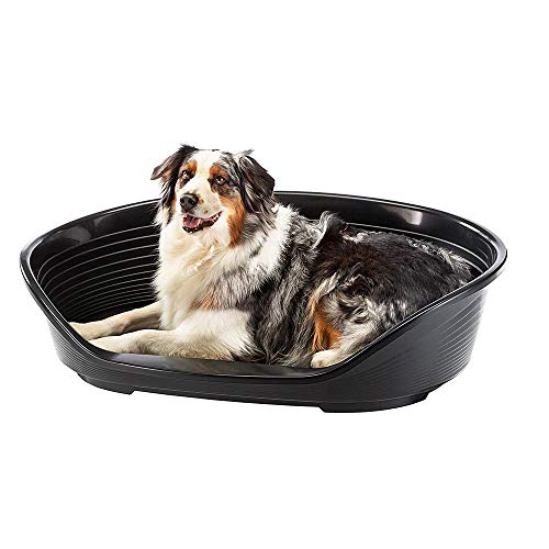 Ferplast Hundebett Kunststoff-Hundebett groß Hundeliege waschbar Hundekorb atmungsaktiv rutschfest Siesta Deluxe, 84 x 55 x h 28,5 cm, Schwarz von Ferplast