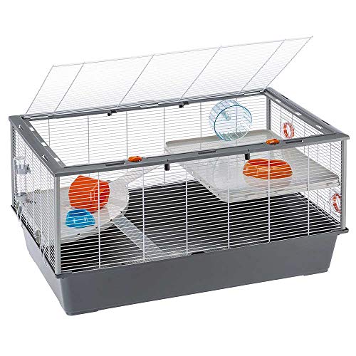 Ferplast Hamsterkäfig, großer Nagerkäfig CRICETI 100, Kleintierkäfig, 2 Etagen mit Rampen Hamsterzubehör inklusive, 95 x 57 x h 50 cm von Ferplast