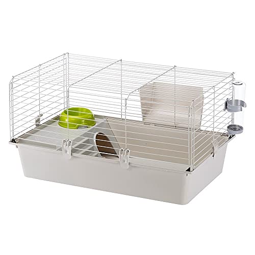 FERPLAST Nagerkäfig CAVIE 80 für Meerschweinchen, Meerschweinchen, aus Metall, inklusive Zubehör: Futternapf, Trinkflasche, Schale, Häuschen. 77 x 48 x 42 cm von Ferplast