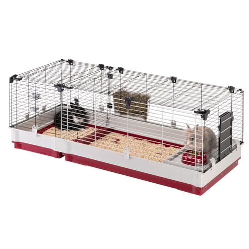 FERPLAST - Meerschweinchen Käfig - Hasenkäfig - Kaninchenkäfig - Häuschen und Zubehör Inklusive - Viel Platz für Kaninchen - Öffnenden & Modular 142 x 60 x h 50 cm - Krolik, 140 von Ferplast