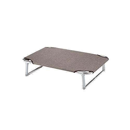 Ferplast Klappbett für Hunde Dream 80, Liege aus massivem Aluminiumrahmen mit Stoffbezug und verstärkten Gummibändern, 84 x 54 x H 18 cm Taupe von Ferplast