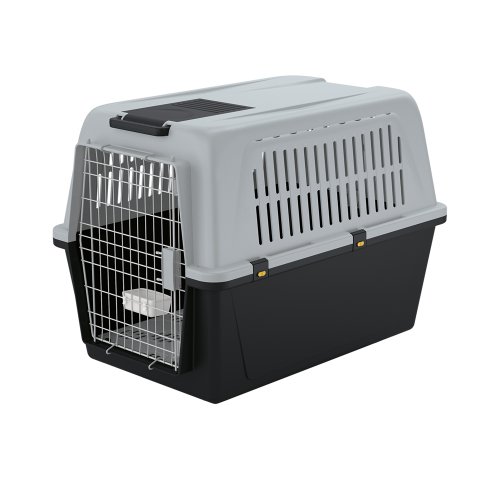 Ferplast Hundetransportbox Transportbox für mittelgroße Hunde Atlas 60, Reisebox für Hunde, Sicherheitsverriegelung, Lüftungsgitter, 61 x 91 x h 68 cm Grau von Ferplast