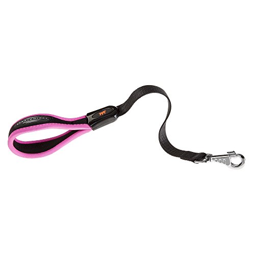 Ferplast Nylon-Hundeleine Kurz ERGOFLUO, Hundeleine Grosse Hunde, Ergonomisch gepolsterter Griff, aus Nylon, Länge 55 cm x 2,5 cm, Rosa von Ferplast