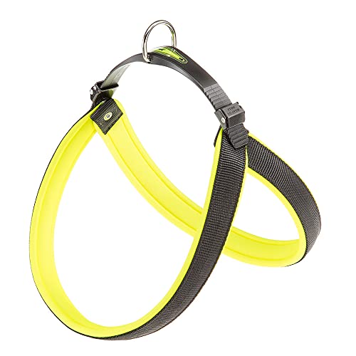 Ferplast Ergonomisches Hundegeschirr AGILA Fluo 8, ausgezeichnete Passform, doppelter Mikroregulations-Verschluss, weiche Polsterung, A = B 69 ÷ 77 cm 25 mm Neongrün von Ferplast