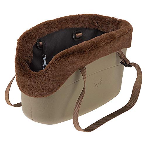 Ferplast Hundetragetasche für kleine Hunde und Katzen with-ME, Transporttasche für Haustiere, Hundetasche, verstellbare Trageriemen, Sicherheitsgurt inklusive, 21,5 x 43,5 x h 27 cm Taupe von Ferplast