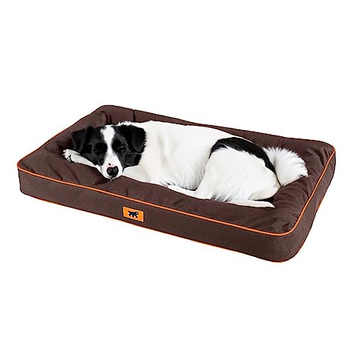 Ferplast Hundematte Groß - Orthopädisches Hundebett - Hundebett Waschbar & Kratzfest - Hundekissen - Hundebett Flauschig - Herausnehmbare Polsterung - Polo - 95 x 60 x h 8 cm, L, BRAUN von Ferplast