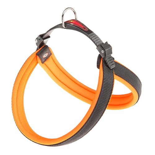 Ferplast Ergonomisches Hundegeschirr AGILA FLUO 5, ausgezeichnete Passform, doppelter Mikroregulations-Verschluss, weiche Polsterung, A = B 50 ÷ 58 cm 20 mm Orange von Ferplast