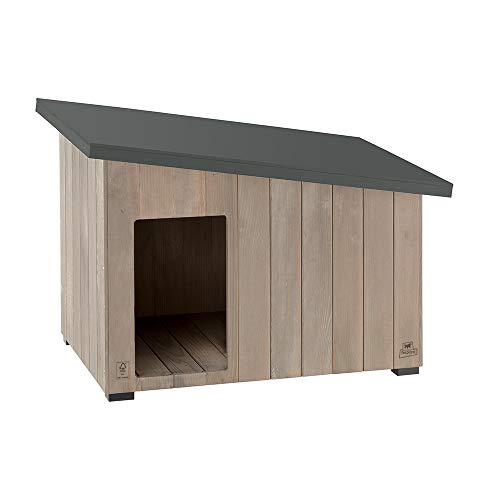 Ferplast Hundehütte kleine Hunde ARGO 80 aus FSC-Holz, Hundehaus Outdoor Wetterfest, Isolierende Kunststofffüße, 96 x 63 x h 67 cm. von Ferplast