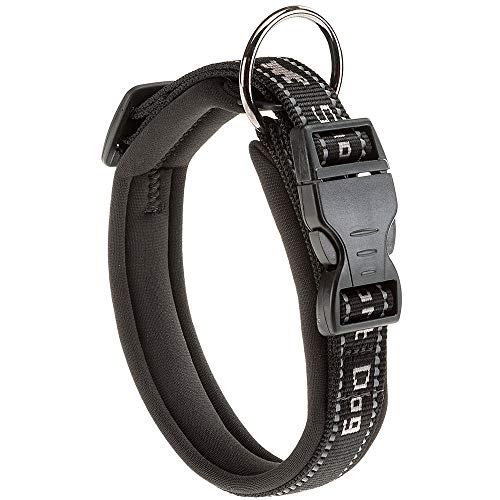 Ferplast Hundehalsband SPORT DOG, Weich Gepolstertes Nylon Hunde Halsband für große Hunde, Verstellbare und Reflektierend, Größe: 2,5 cm (45-55 cm), Grau von Ferplast