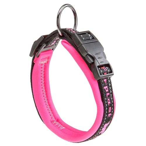 Ferplast Hundehalsband Sport Dog, Weich Gepolstertes Nylon Hunde Halsband für für mittelgroße Hunde, Verstellbare und Reflektierend, Größe: 2 cm (33-43 cm), Rosa von Ferplast