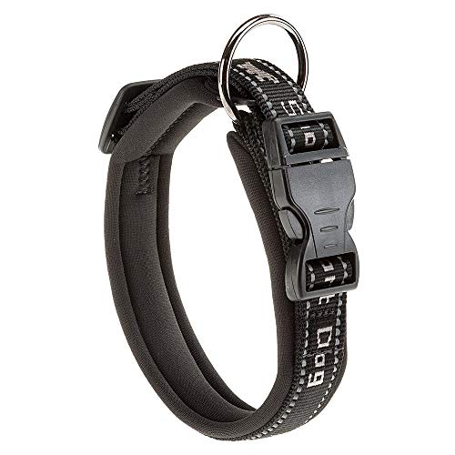 Ferplast Hundehalsband Sport Dog, Weich Gepolstertes Nylon Hunde Halsband für große Hunde, Verstellbare und Reflektierend, Größe: 2,5 cm (35-45 cm), Grau von Ferplast