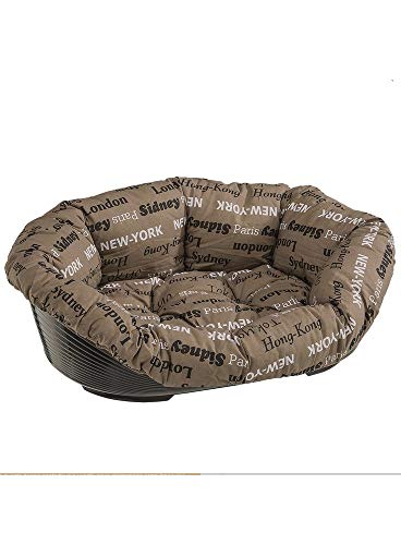 Ferplast Cuccia Cane e Gatto con Cuscino SOFA' 6 in Cotone Lavabile, Lettino per Cani Gatti da Interno Imbottito, Cesta in Plastica, Fondo Forato e Poggiamento, Antiscivolo, 73 x 55 x h 27 cm, Marrone von Ferplast