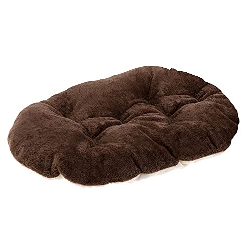 Ferplast Cuscino Cane e Gatto RELAX 55/4 SOFT, Lettino per Cani Gatti Animali Domestici, Materassino, Cuscino Imbottito per Cuccia Cane e Gatto, Ovale, Double Face, Pelliccia Ecologica, Lavabile, 55 x 36 cm, Marrone von Ferplast