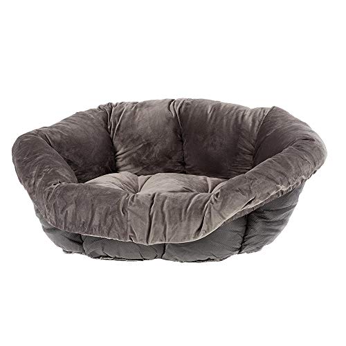 Ferplast Cuscino per Cuccia Cane e Gatto SOFA' PRESTIGE 6, in Velluto, Materassino Cuscino Imbottito per Lettino per Cani Gatti da Interno, Ricambio per Cesta in Plastica Cani Gatti, Lavabile, 73 x 55 x h 27 cm, Grigio von Ferplast