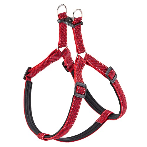 Ferplast Daytona Deluxe Hundegeschirr, großes Nylon-Hundegeschirr, Hundegeschirr mit weicher Polsterung, Verstellbar, Reflektierend. Rot-Schwarz von Ferplast