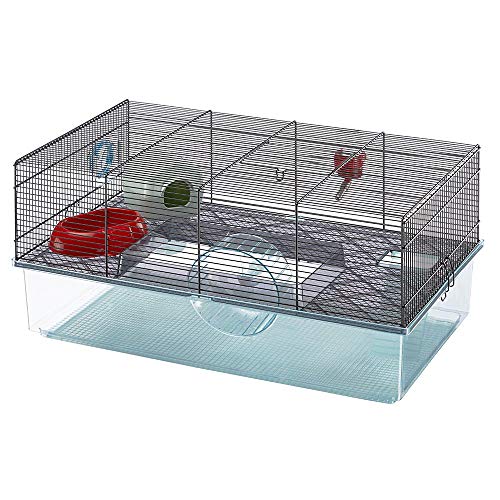 Ferplast Favola Hamsterkäfig inklusive kostenloser Wasserflasche, Laufrad, Futterschale und Hamsterversteck, großer Hamsterkäfig, Maße (L x B x H): 60 x 37 x 30 cm von Ferplast