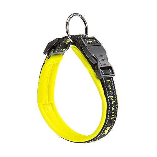 Ferplast Hundehalsband Sport Dog, Weich Gepolstertes Nylon Hunde Halsband für große Hunde, Verstellbare und Reflektierend, Größe: 2,5 cm (35-45 cm), Gelb von Ferplast