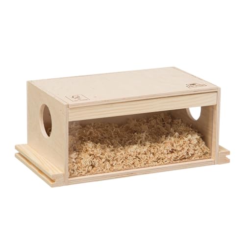 Ferplast Hamsterhaus, Mäuse, Zubehör Hamsterkäfig, Hamsterstreu, 29 x 15,3 x H 12 cm, Arcade Home Holzhaus für Hamster Mäuse von Ferplast