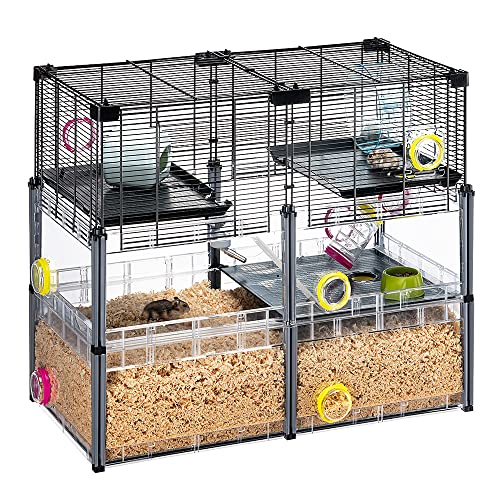 Hamsterheim, Mäusekäfig MULTIPLA Hamster Crystal, aus Metallgitter und recyceltem Kunststoff, mit Zubehör, Modularer von Ferplast