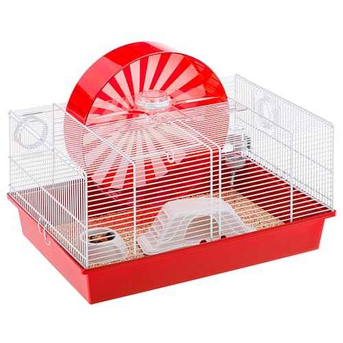 Ferplast Hamsterkäfig, Nagerkäfig, Käfig für Mäuse Kleintierkäfig CONEY ISLAND, Hamsterzubehör inklusive, 50 x 35 x h 25 cm Weiß von Ferplast