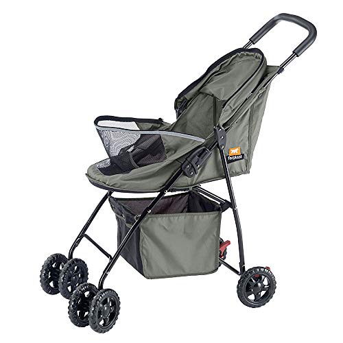 Ferplast Haustierwagen für kleine Hunde Globetrotter Faltbarer Buggy für kleine Hunde bis 9 kg, Faltdach, Vollständig zusammenfaltbar, Ausgestattet mit Korb und Rädern, 80 x 42 x H 95 cm von Ferplast