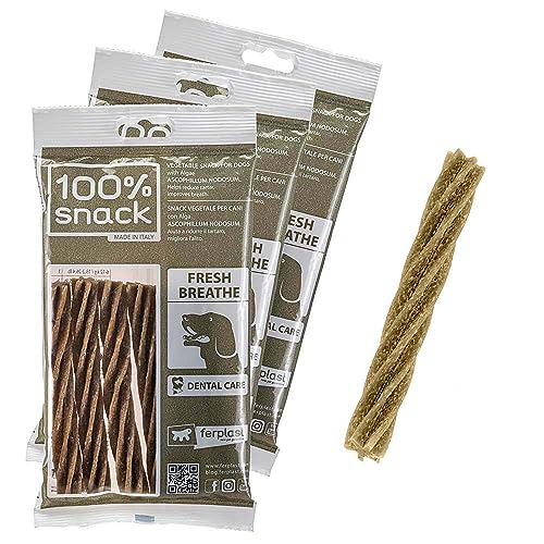 Ferplast Hunde-Snack Natürlicher Hundesnack Mundhygiene gegen Mundgeruch mit Ascophillum Algen, Kit mit 3 Packungen 315g von Ferplast