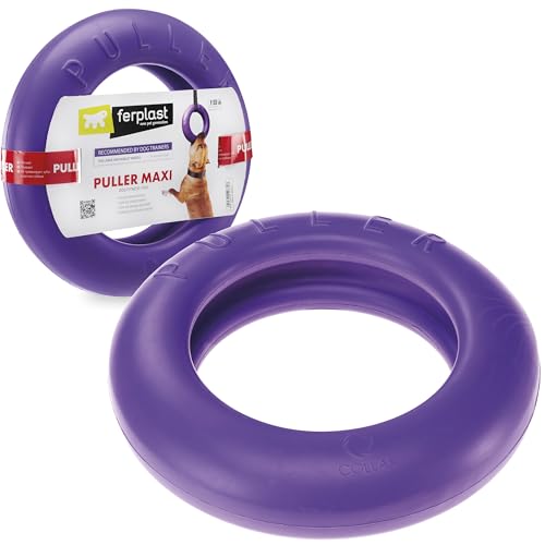 Ferplast Hunde Spielzeug, Hundetraining Ring zum Kauen, zum Laufen, Springen, Schießen, Robustes ungiftiges Material, Schwimmend, PULLER MAXI, Hundespielzeug große Hunde, 1 Fitnessring von Ferplast