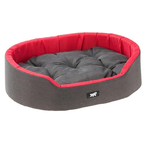 Ferplast Hundebett Dandy, Abnehmbares, waschbares Kissen, Baumwollbezug mit weicher Polsterung, Bett für große Hunde, 110 x 70 x H 23 cm, Rot von Ferplast