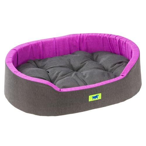 Ferplast Hundebett Dandy, Abnehmbares, waschbares Kissen, Baumwollbezug mit weicher Polsterung, ideal auch als Katzenhütte, 45 x 35 x H 13 cm, Lila von Ferplast