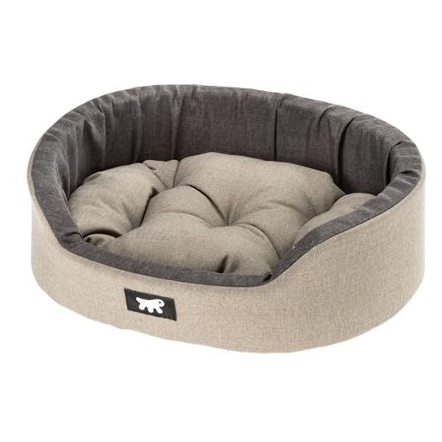 Ferplast Hundebett Dandy, abnehmbares, waschbares Kissen, Baumwollbezug mit weicher Polsterung, Bett für große Hunde, 110 x 70 x H 23 cm, braun von Ferplast