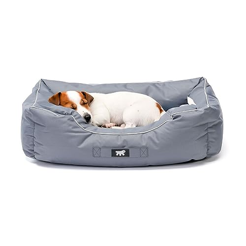 Ferplast Hundebett Hundekissen mittlere Größe Stoff Kratzfest, maschinenwaschbar bei 30 °C, wasserdichte Matratze für Hunde, 66 x 50 x 20 cm, grau von Ferplast