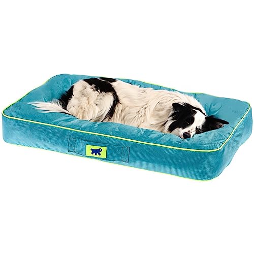 Ferplast Hundematte Groß - Orthopädisches Hundebett - Hundebett Waschbar & Kratzfest - Hundekissen - Hundebett Flauschig - Herausnehmbare Polsterung - Polo - 95 x 60 x h 8 cm, L, BLAU von Ferplast