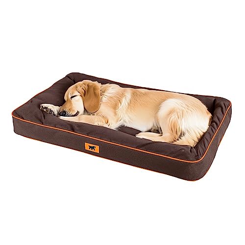 Ferplast Hundematte Extra Groß - Orthopädisches Hundebett - Hundebett Waschbar & Kratzfest - Hundekissen - Hundebett Flauschig - Herausnehmbare Polsterung - Polo - 110 x 70 x h 8 cm, XL, BRAUN von Ferplast